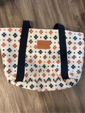 Pendleton sweet water Tote Bag in Cream with Orange & Navy Star Pattern